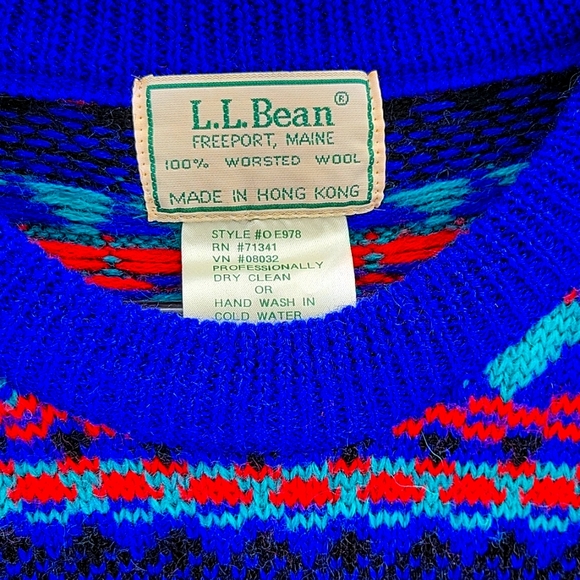 LL BEAN VINTAGE 100% WOOL MULTICOLORED MEDIUM MEN'S SWEATER NWOT - Picture 6 of 17